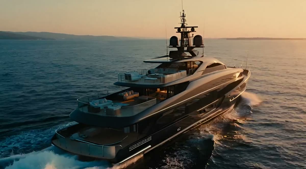 Superyacht at sea with an Aquavision Horizon display